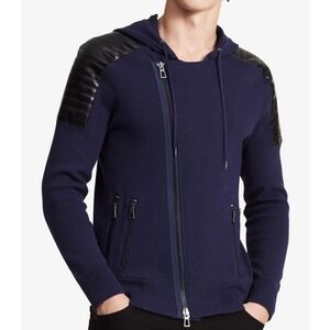 Calvin Klein Long Sleeve Moto Hoodie Sweater Men's Medium Full Front Zip Eclipse